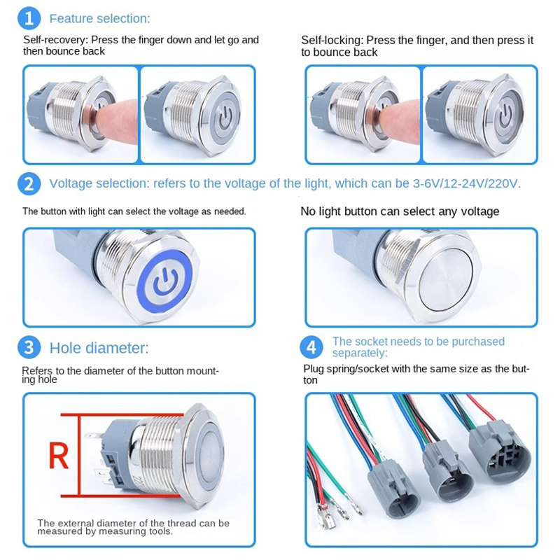 12/16/19/22mm Metal Push Butto - đánh giá và giá Push Button Tactile
